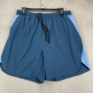 Peloton Training Shorts Mens XL Blue Nylon Blend Lined Drawstring Stretch Waist